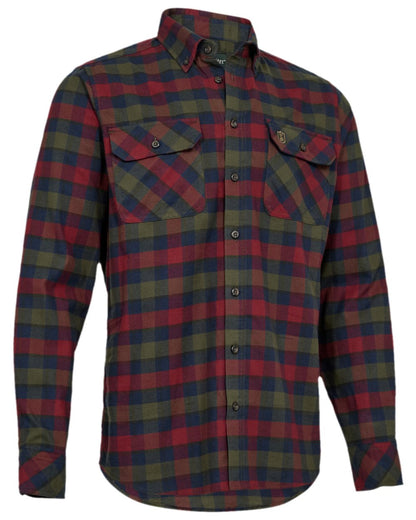 Red Check Coloured Deerhunter Mens Cooper Shirt on white background 