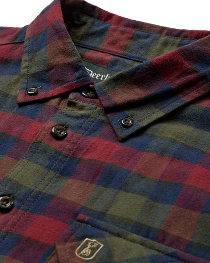 Red Check Coloured Deerhunter Mens Cooper Shirt on white background 