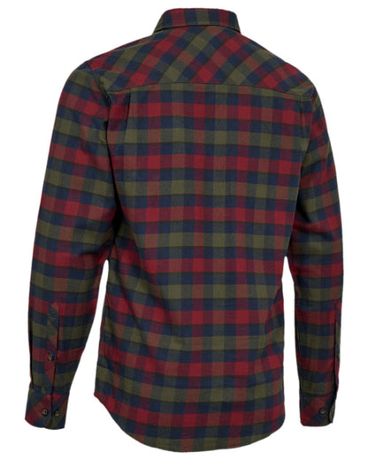 Red Check Coloured Deerhunter Mens Cooper Shirt on white background 