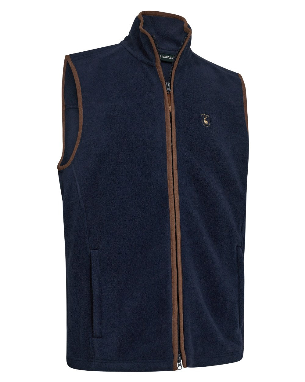 Dark Blue coloured Deerhunter Mens Cumbria Fleece Waistcoat on white background 