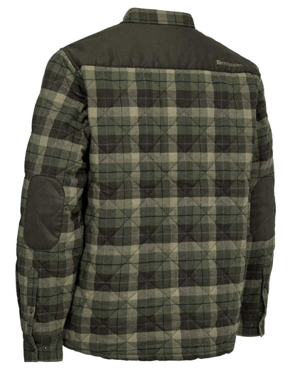 Green Check coloured Deerhunter Mens Elbert Padded Shirt Jacket on white background 