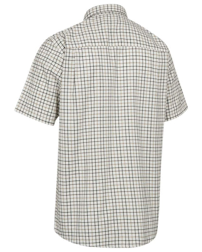Beige Check Coloured Deerhunter Mens Gavin Short Sleeve Shirt on white background 