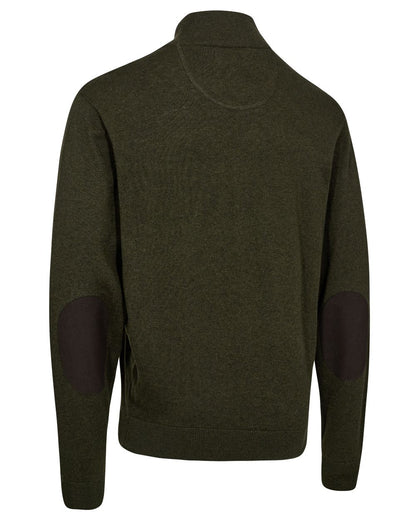 Forest Ember Melange coloured Deerhunter Mens Harrington Half Zip Knit Sweater on white background 
