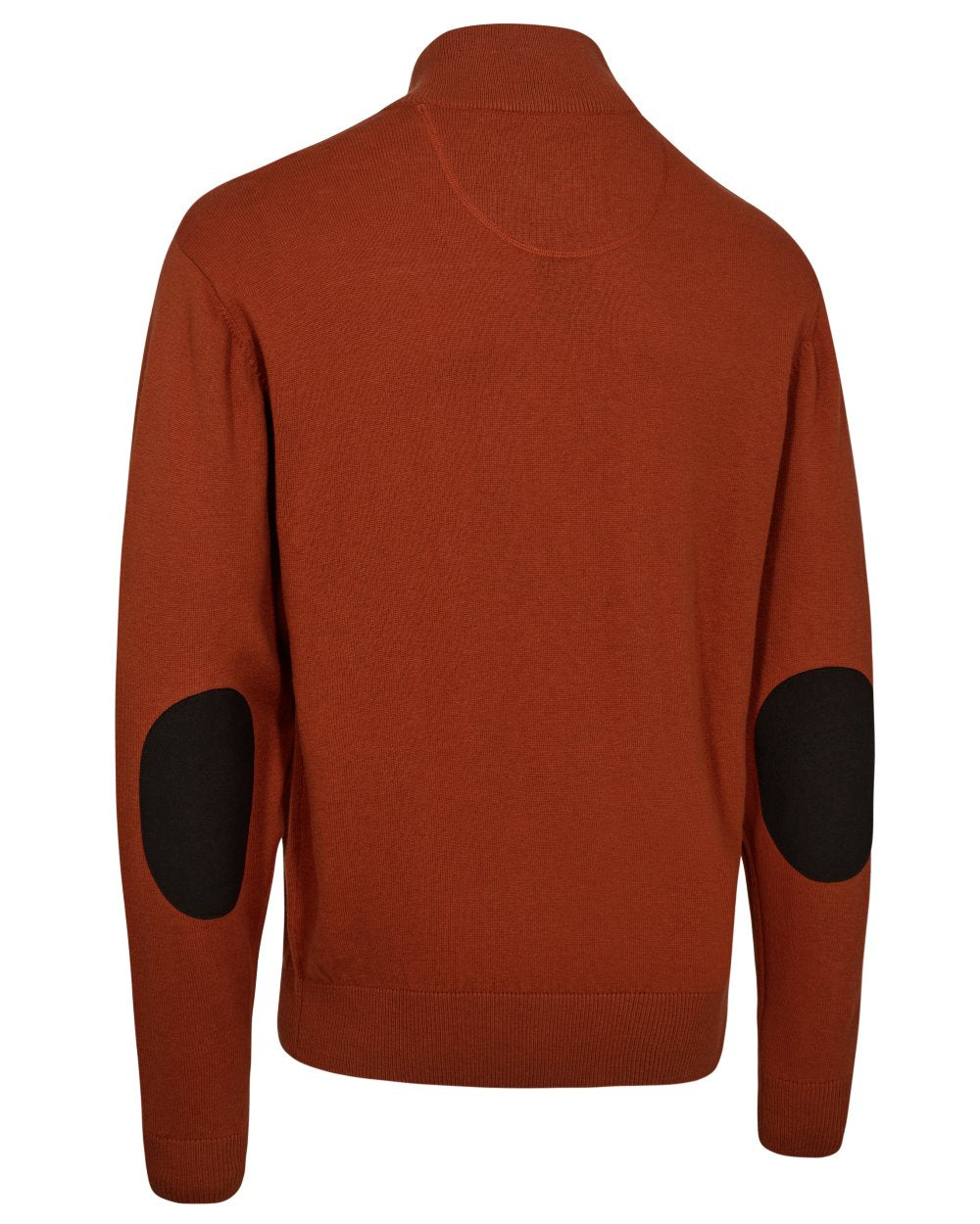 Oak Rust Melange coloured Deerhunter Mens Harrington Half Zip Knit Sweater on white background 