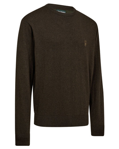 Brown Melange coloured Deerhunter Mens Harrington O-Neck Knit Pullover on white background 