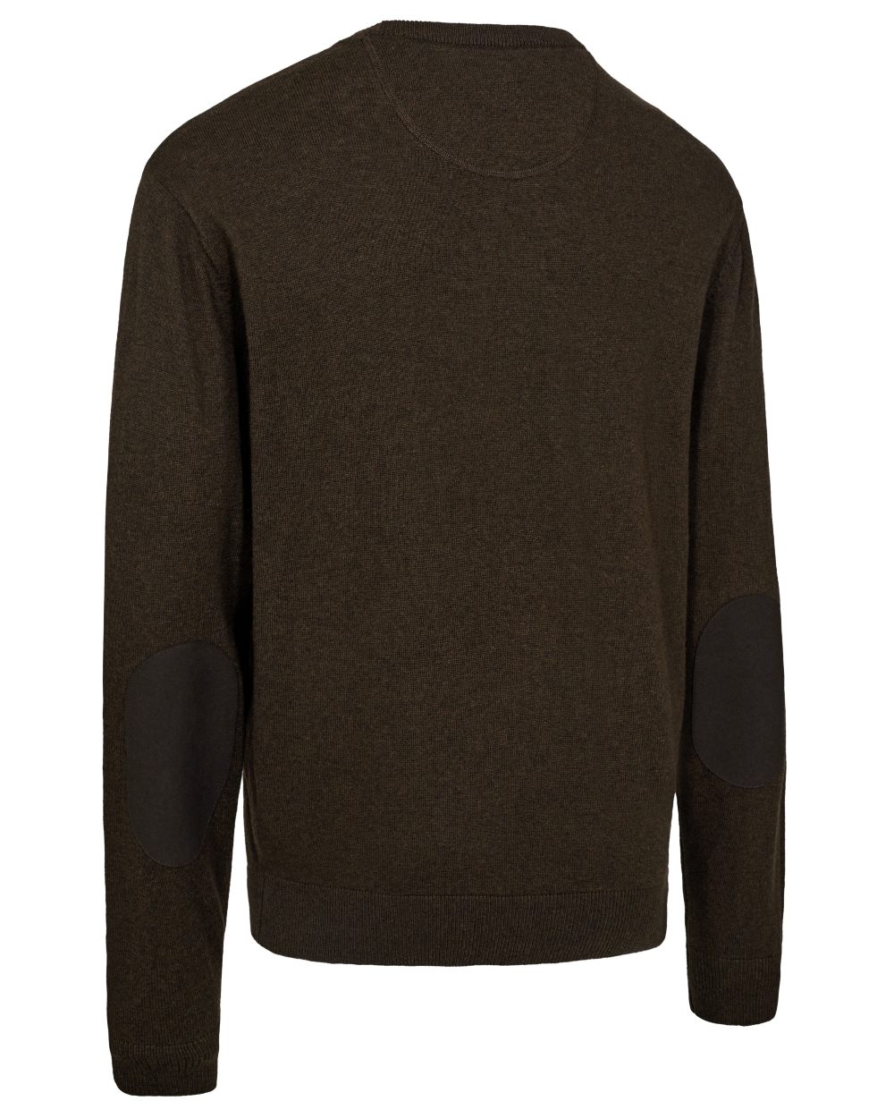 Brown Melange coloured Deerhunter Mens Harrington O-Neck Knit Pullover on white background 