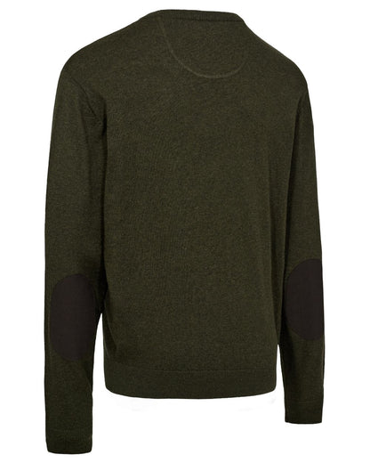 Forest Ember Melange coloured Deerhunter Mens Harrington O-Neck Knit Pullover on white background 