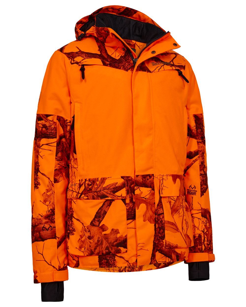 Realtree Edge Safety Orange coloured Deerhunter Mens Heat Game Jacket on white background 