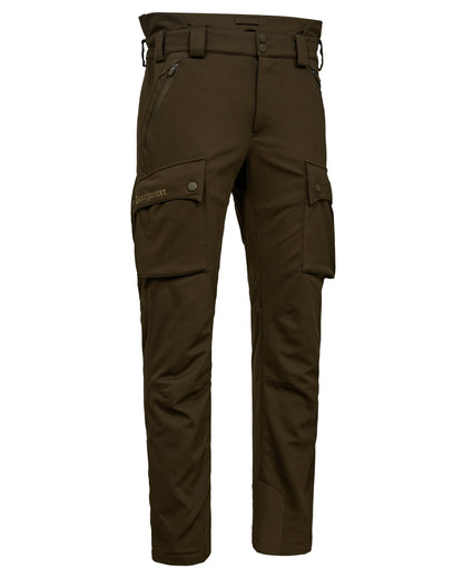 Art Green coloured Deerhunter Mens Muflon Pro Light Trousers on white background 