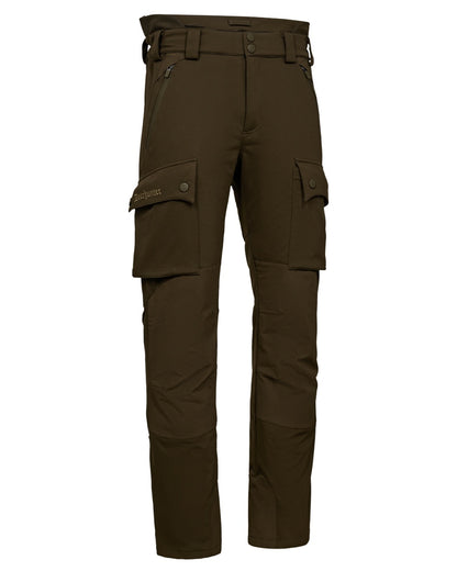 Art Green coloured Deerhunter Mens Muflon Pro Trousers on white background 