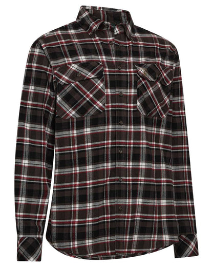 Brown Check coloured Deerhunter Mens Nathan Shirt on white background 