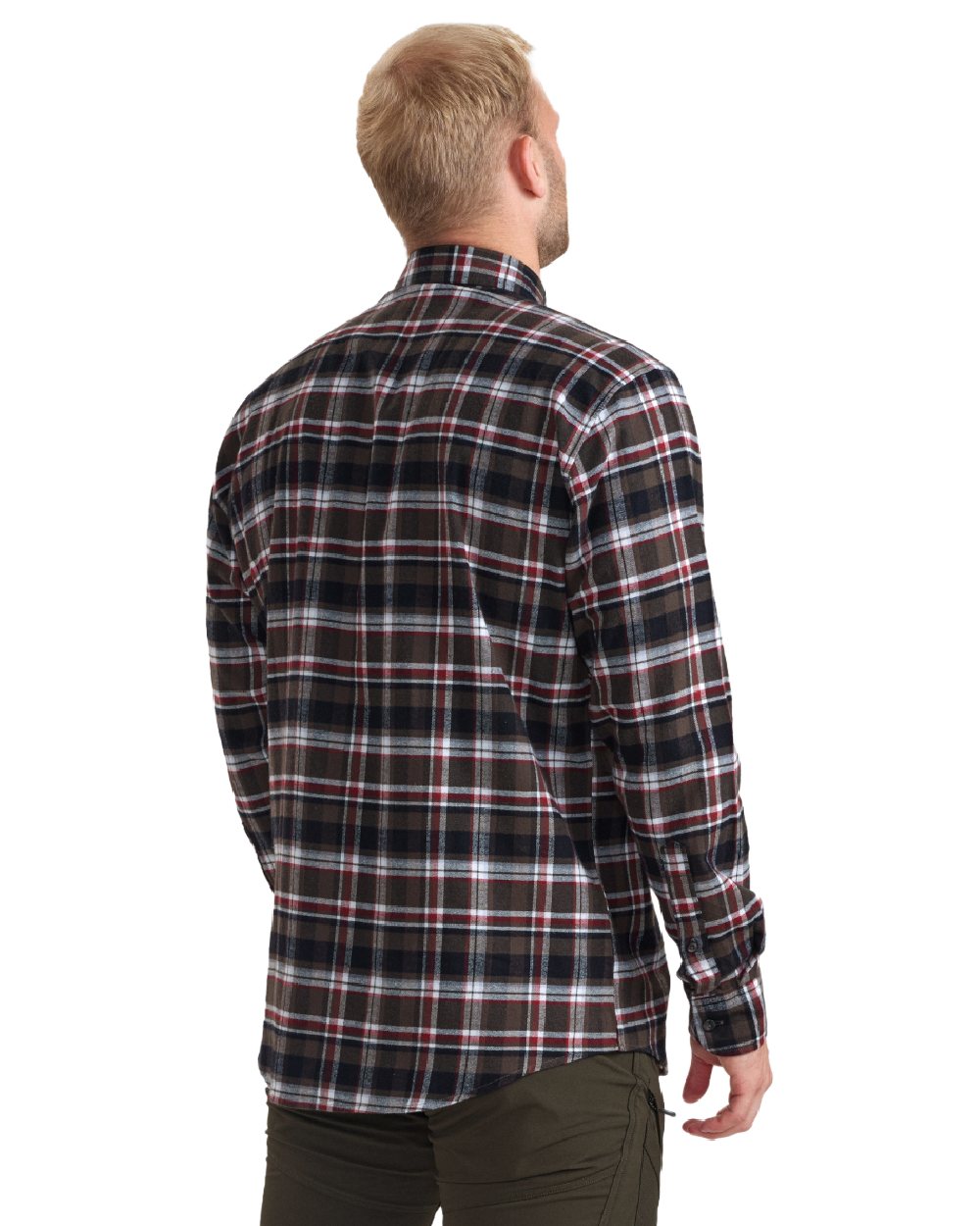 Brown Check coloured Deerhunter Mens Nathan Shirt on white background 