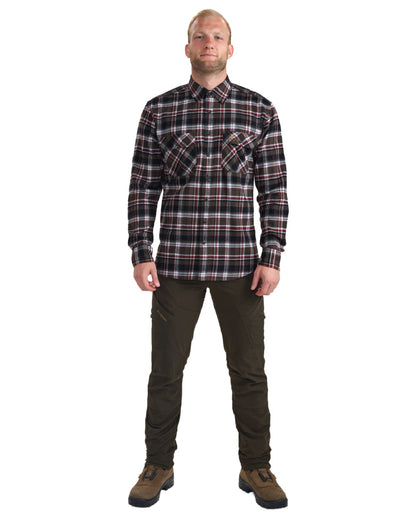 Brown Check coloured Deerhunter Mens Nathan Shirt on white background 