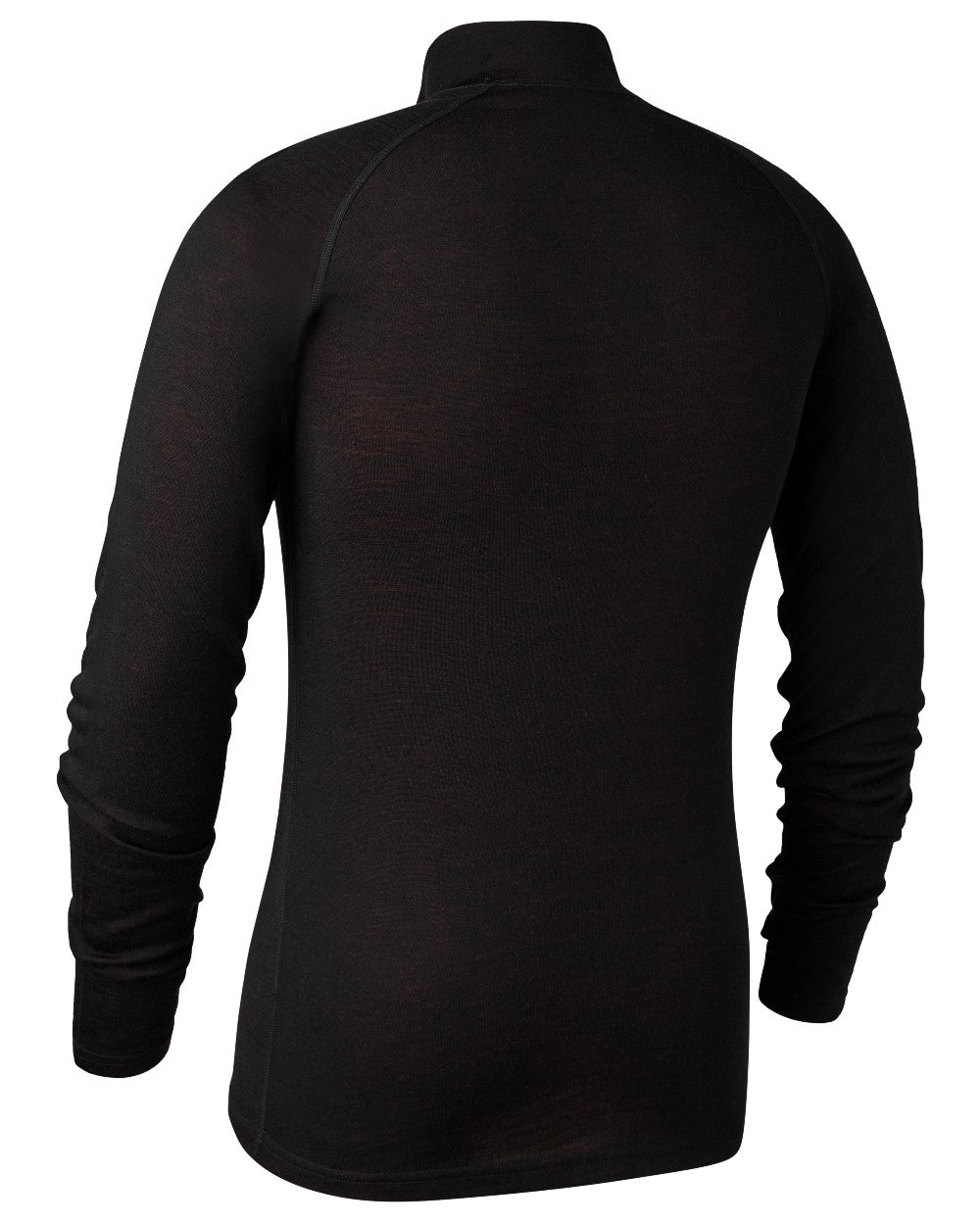Black Oak coloured Deerhunter Mens Quinn Merino Half Zip Undershirt on white background 