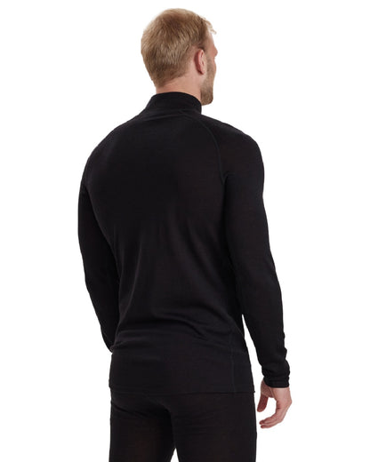 Black Oak coloured Deerhunter Mens Quinn Merino Half Zip Undershirt on white background 
