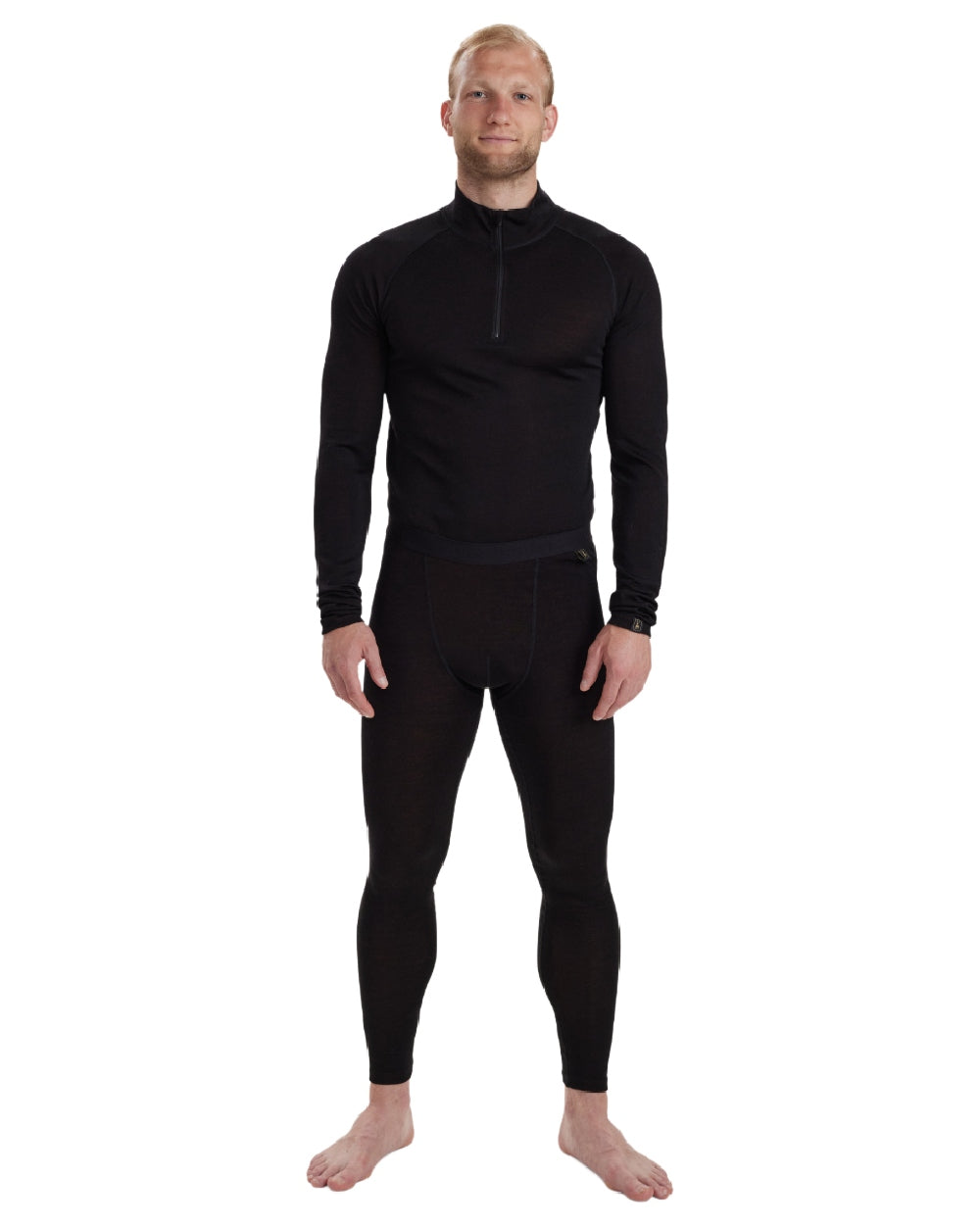 Black Oak coloured Deerhunter Mens Quinn Merino Long Johns on white background 