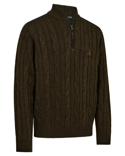 Art Green coloured Deerhunter Mens Randall Half Zip Knit Sweater on white background 