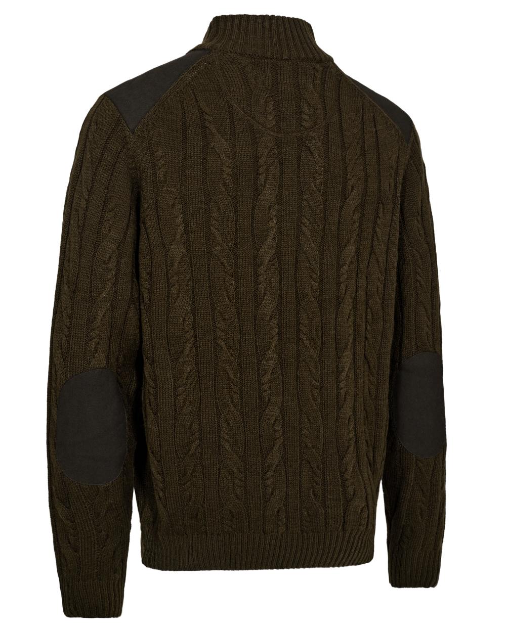 Art Green coloured Deerhunter Mens Randall Half Zip Knit Sweater on white background 