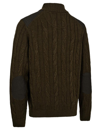 Art Green coloured Deerhunter Mens Randall Half Zip Knit Sweater on white background 
