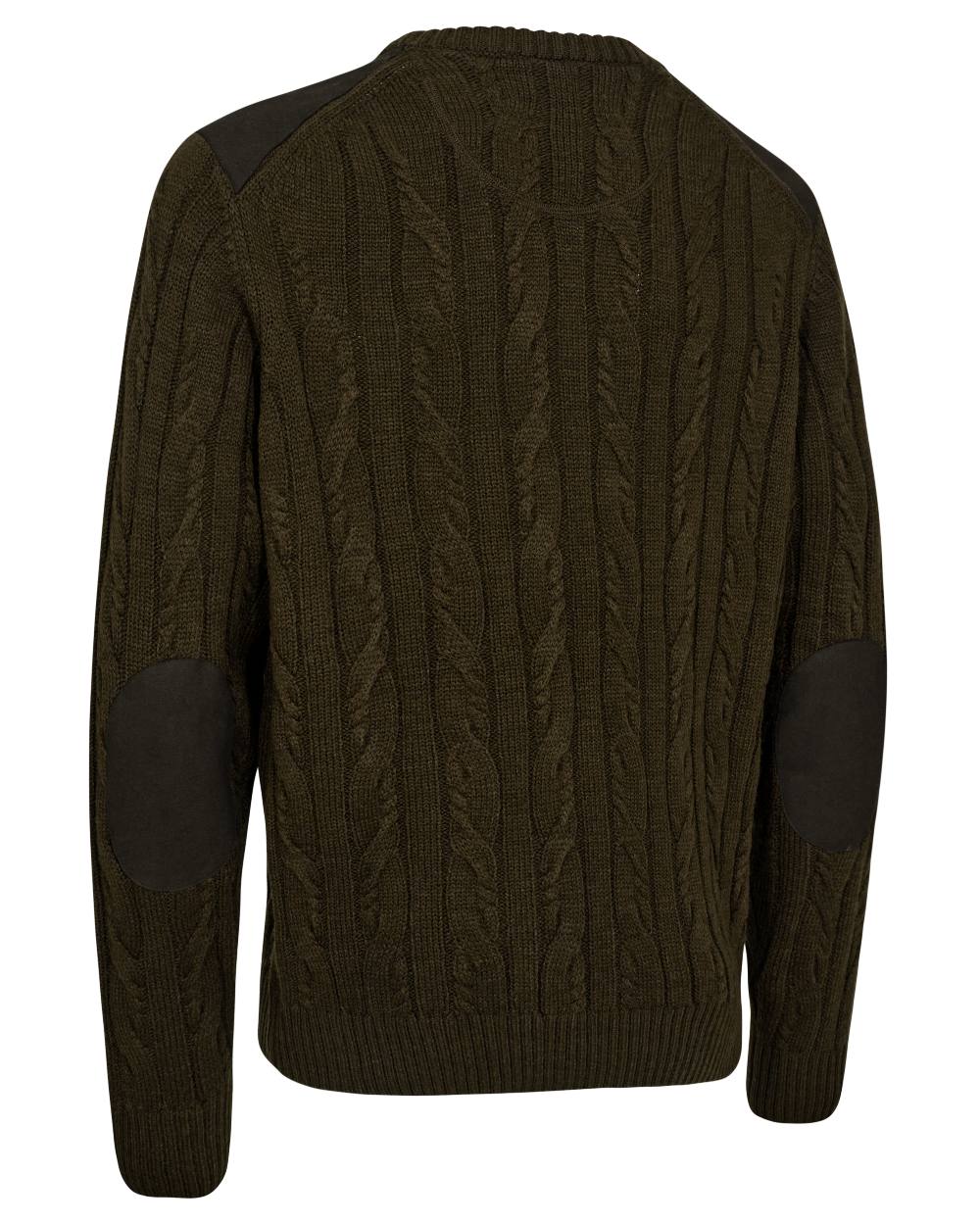 Art Green coloured Deerhunter Mens Randall O-Neck Knit Sweater on white background 
