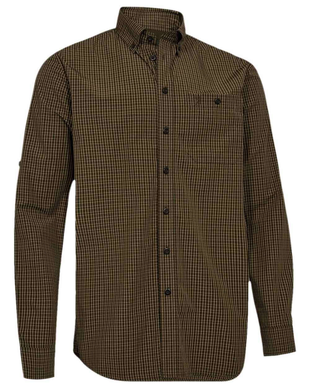 Green Check Coloured Deerhunter Mens Raynor Shirt on white background 