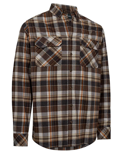 Brown Check coloured Deerhunter Mens Robert Shirt on white background 