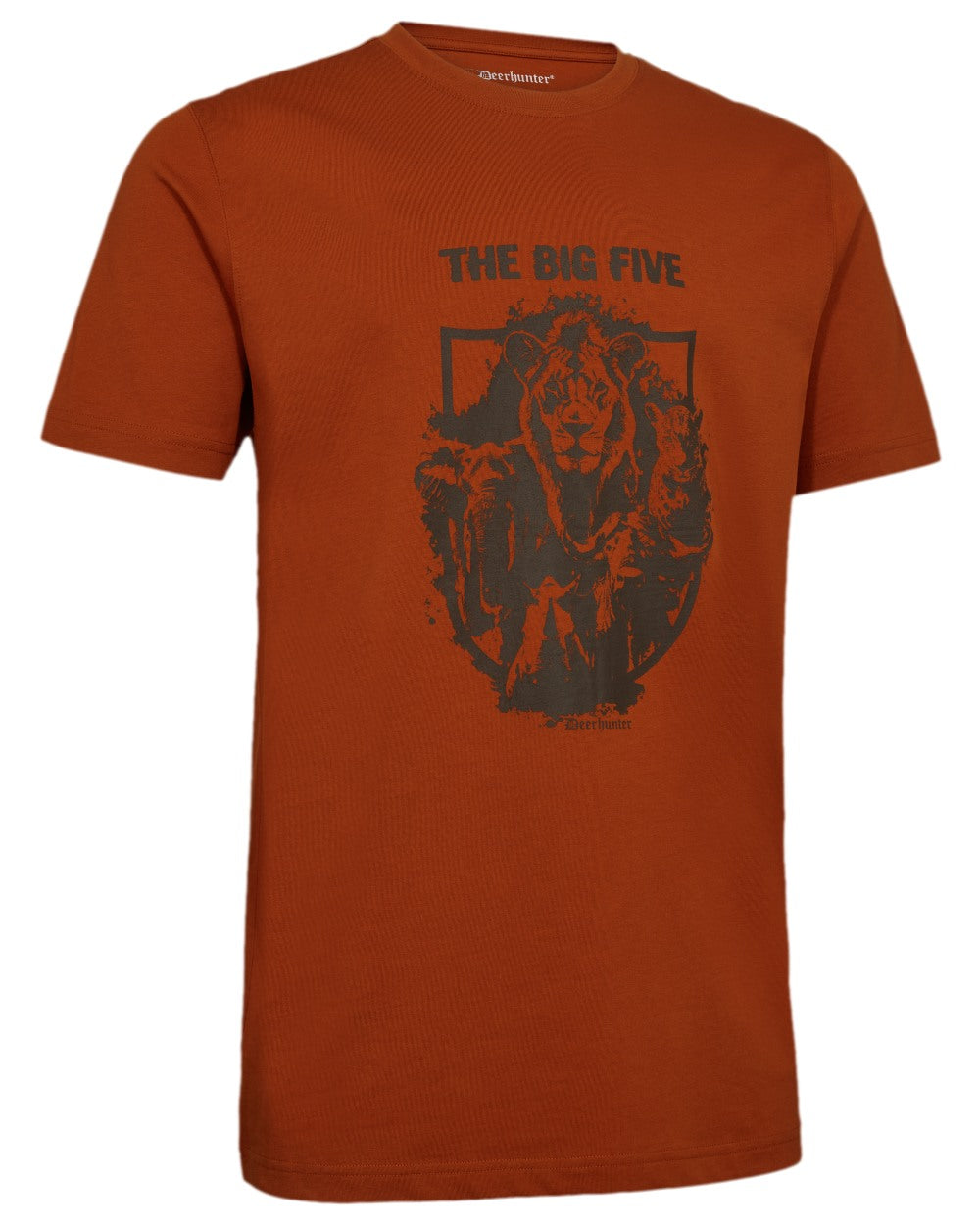 Oak Rust Coloured Deerhunter Mens Weston T-Shirt on white background 