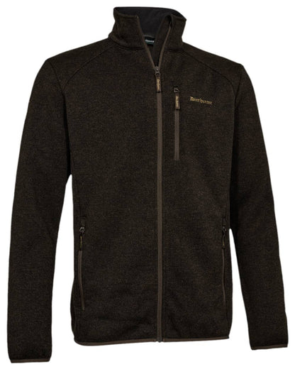 Brown Leaf Coloured Deerhunter Moor Knitted Jacket on white background 