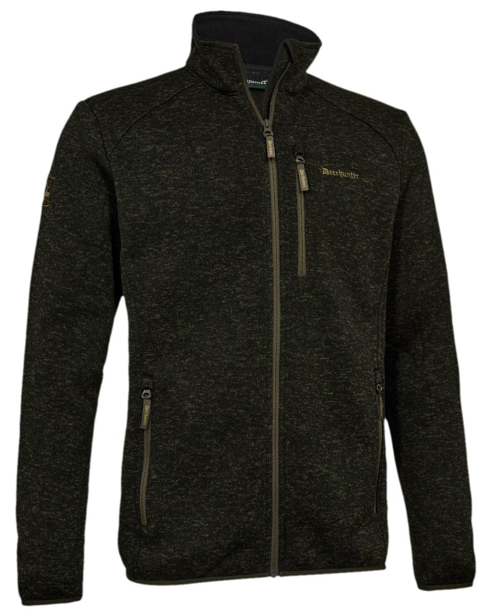Timber Coloured Deerhunter Moor Knitted Jacket on white background 