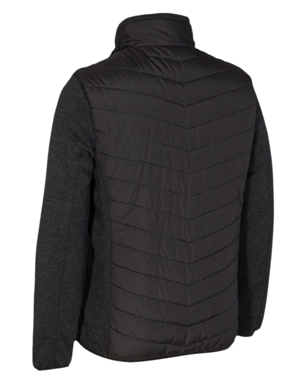 Black Coloured Deerhunter Moor Padded Jacket with Knitted Sleeves on white background 