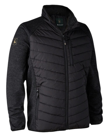 Black Coloured Deerhunter Moor Padded Jacket with Knitted Sleeves on white background 