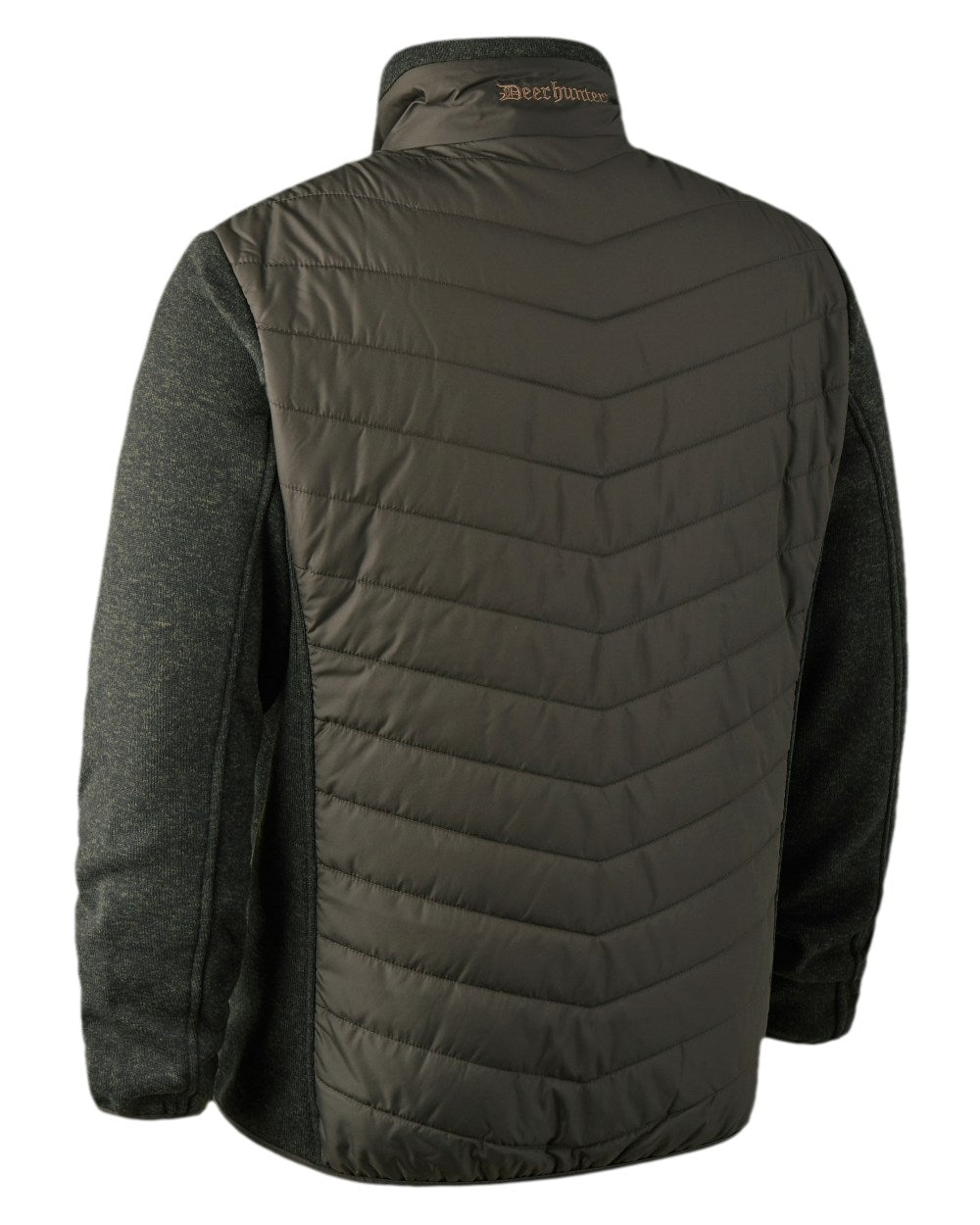 Timber Coloured Deerhunter Moor Padded Jacket with Knitted Sleeves on white background 