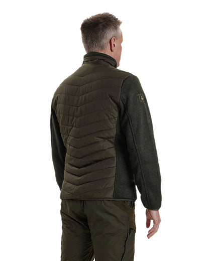 Timber Coloured Deerhunter Moor Padded Jacket with Knitted Sleeves on white background 