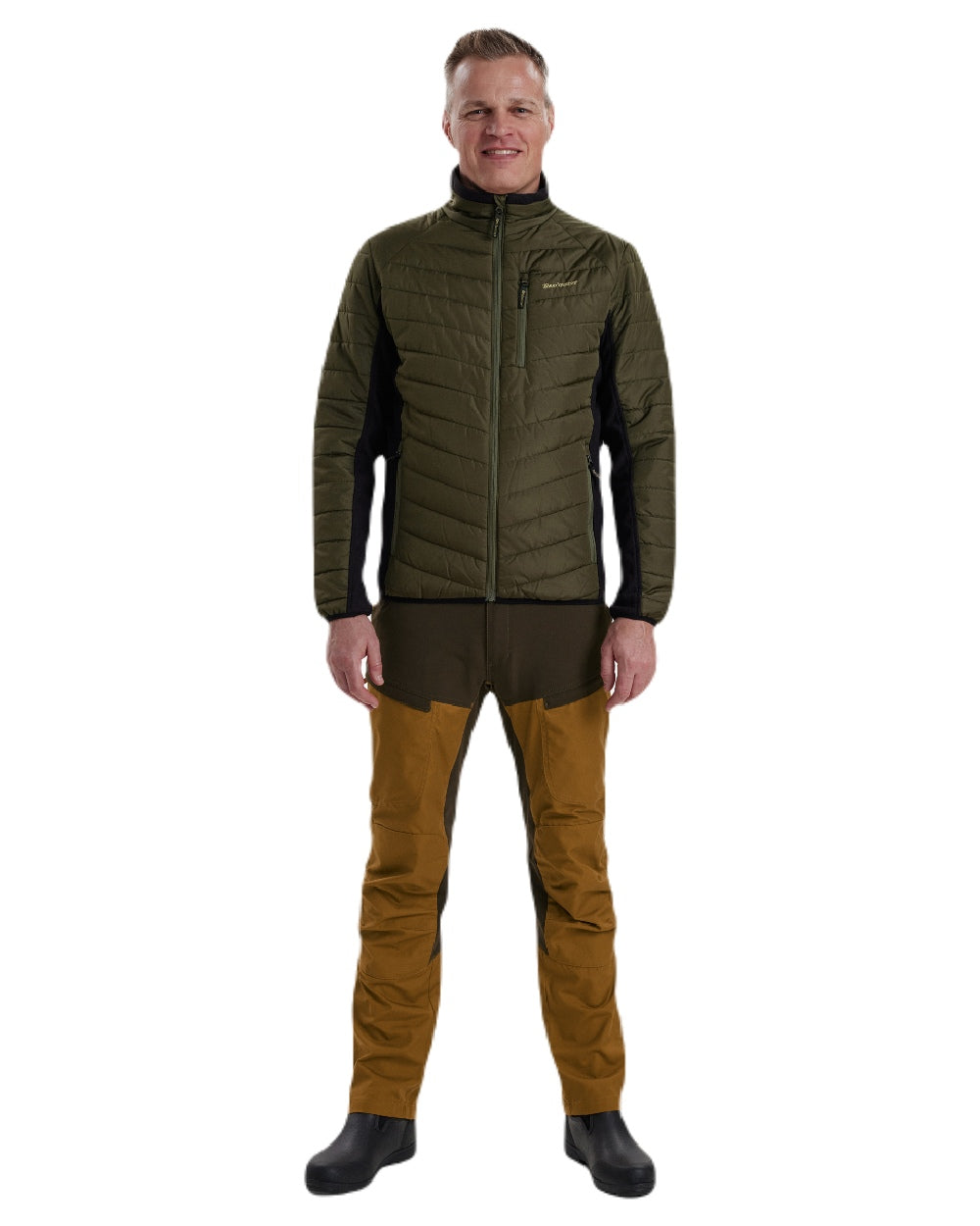 Adventure Green coloured Deerhunter Moor Padded Softshell Jacket on white background 