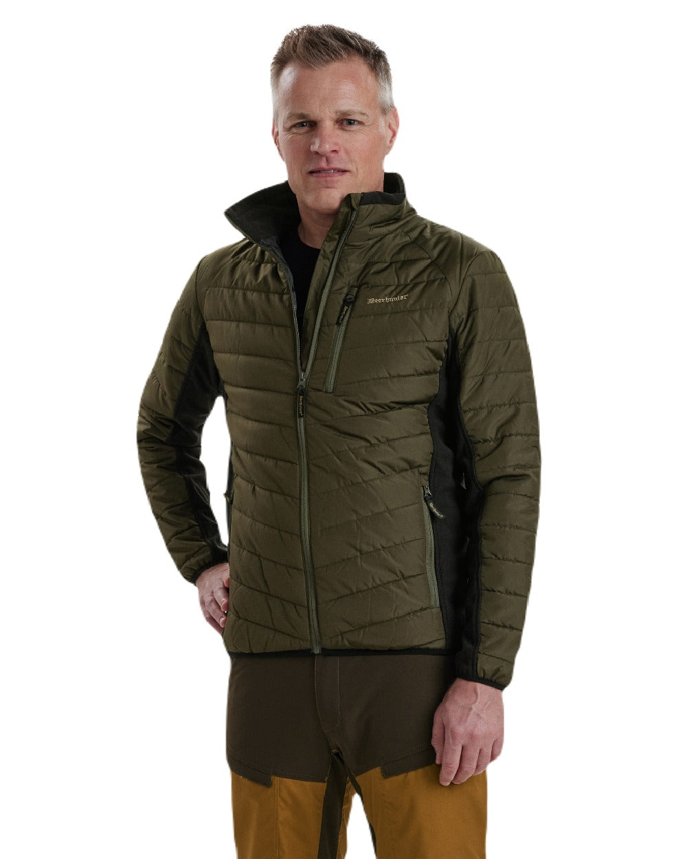 Adventure Green coloured Deerhunter Moor Padded Softshell Jacket on white background 