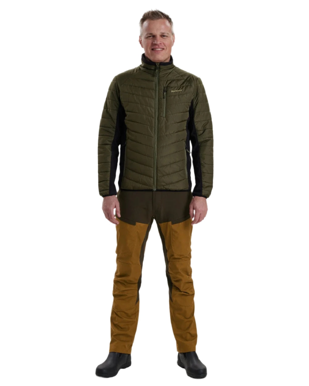 Adventure Green coloured Deerhunter Moor Padded Softshell Jacket on white background 
