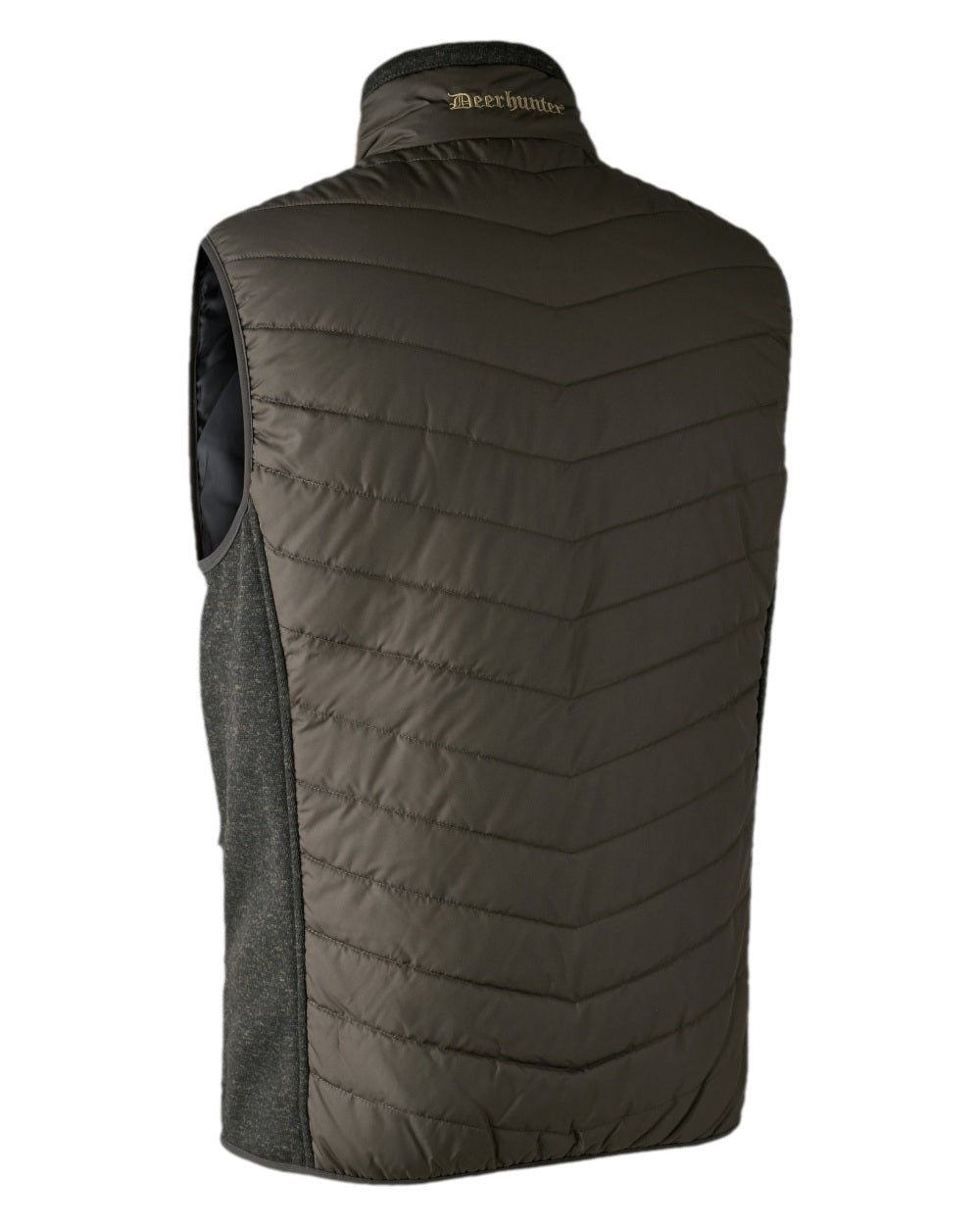 Timber Coloured Deerhunter Moor Padded Waistcoat with Knit on white background 