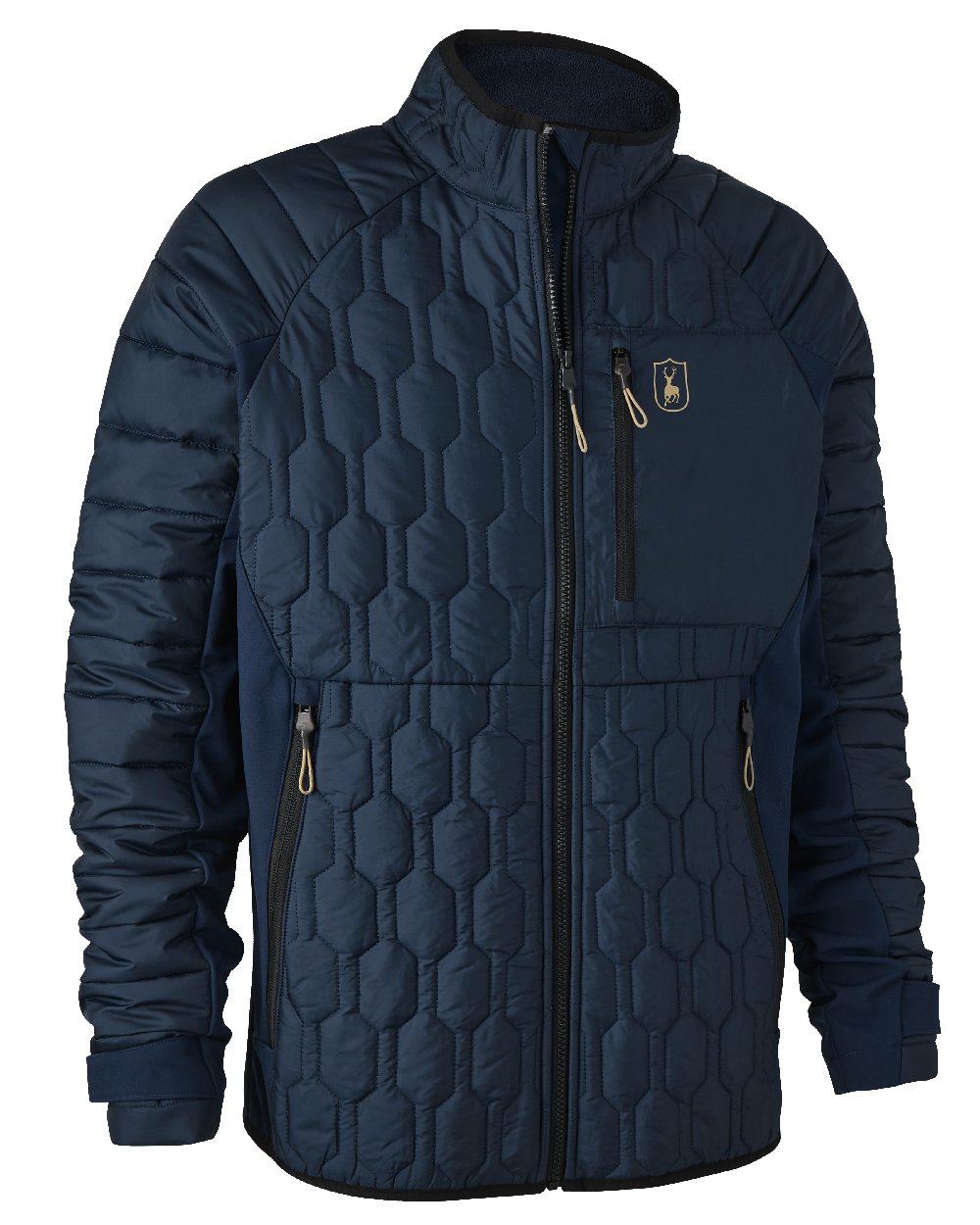 Dress Blue coloured Deerhunter Mossdale Quilted Jacket on white background 