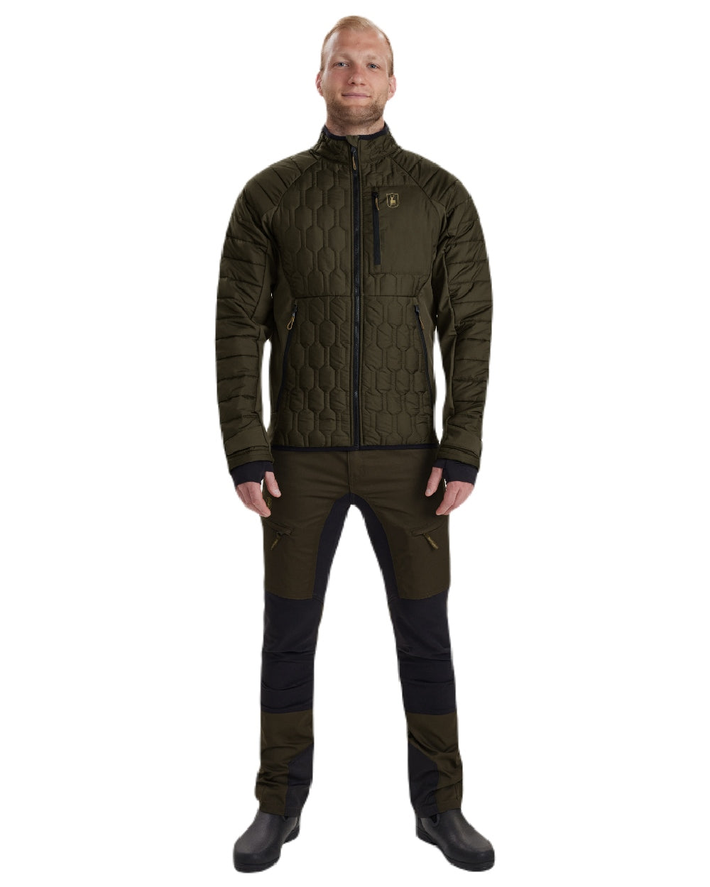 Forest Green coloured Deerhunter Mossdale Quilted Jacket on white background 