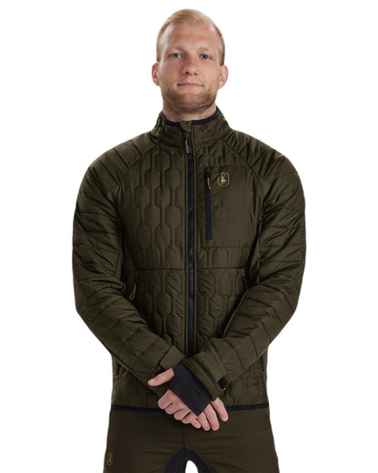 Forest Green coloured Deerhunter Mossdale Quilted Jacket on white background 