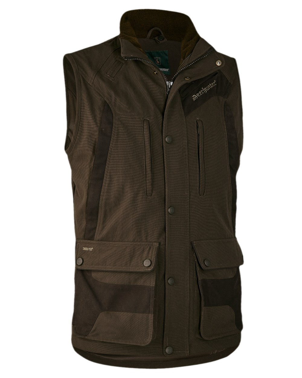 Wood Coloured Deerhunter Muflon Extreme Waterproof Waistcoat on white background 