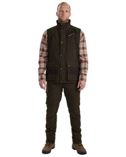 Wood Coloured Deerhunter Muflon Extreme Waterproof Waistcoat on white background 