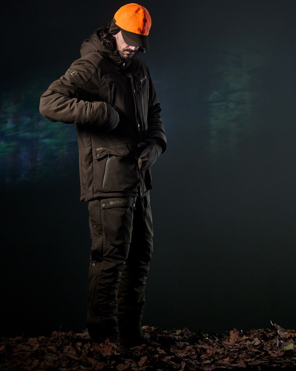 Art Green coloured Deerhunter Mens Muflon Pro Cap With Safety on forest background 