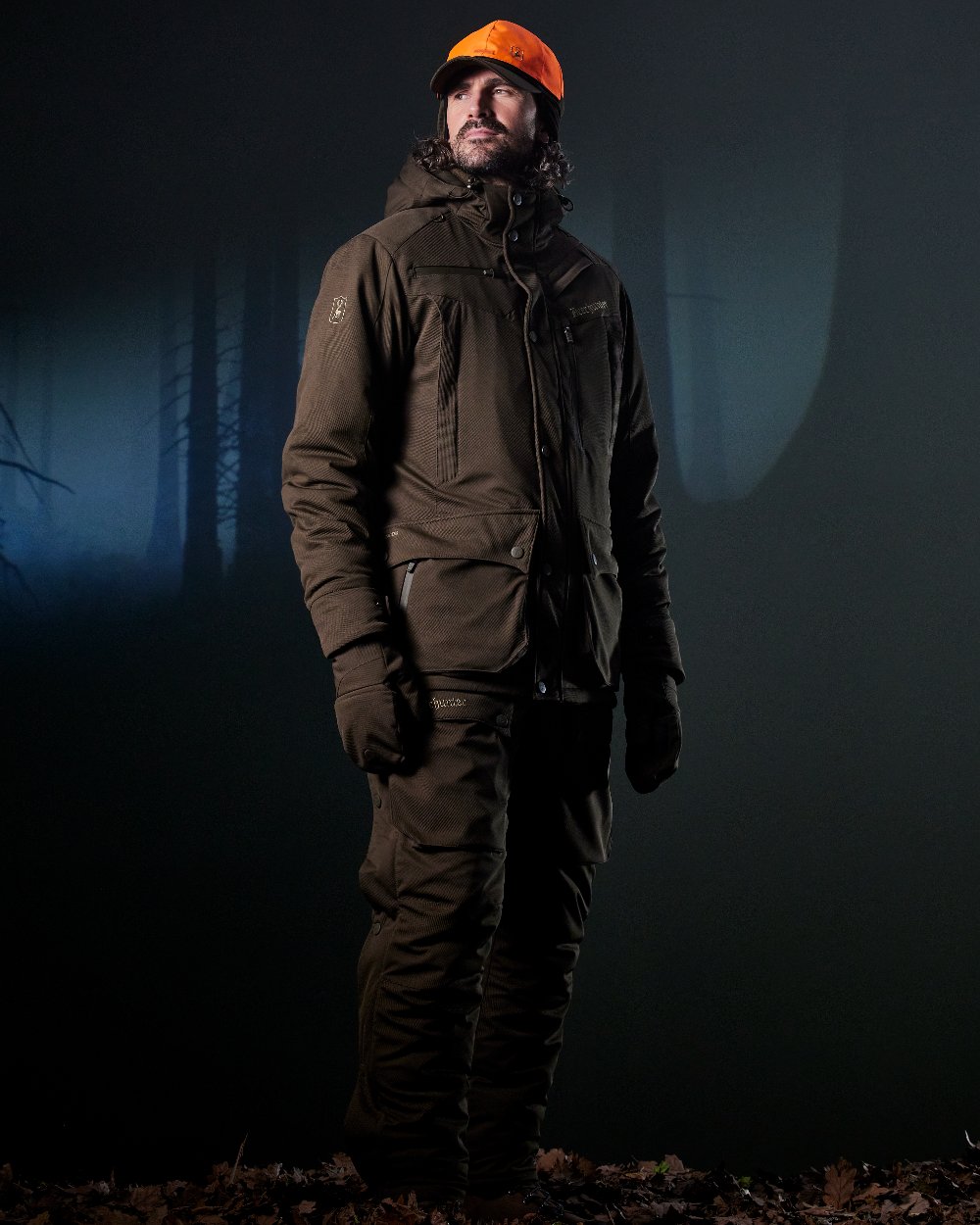 Art Green coloured Deerhunter Mens Muflon Pro Cap With Safety on forest background 