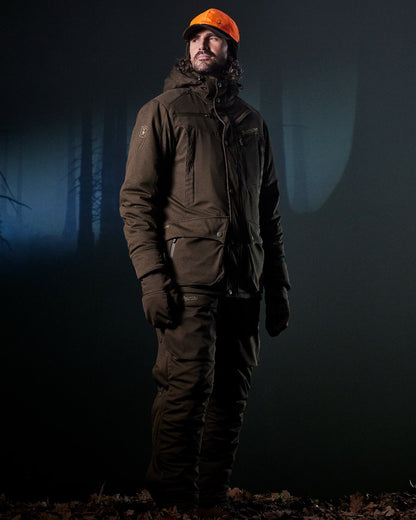 Art Green coloured Deerhunter Mens Muflon Pro Cap With Safety on forest background 