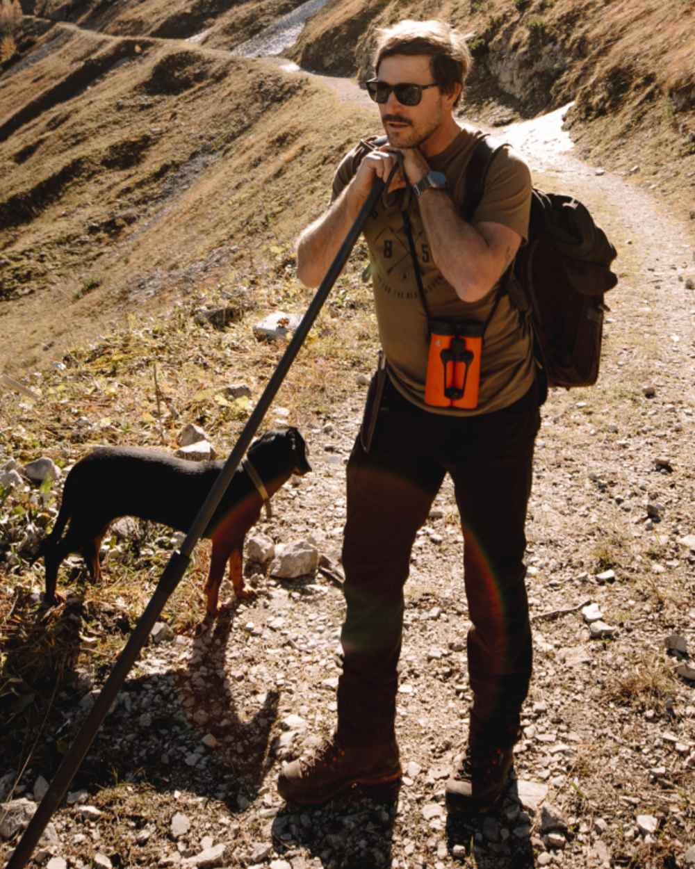 Butternut coloured Deerhunter Nolan T-Shirt on mountain background 