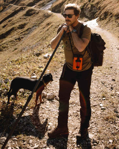 Butternut coloured Deerhunter Nolan T-Shirt on mountain background 