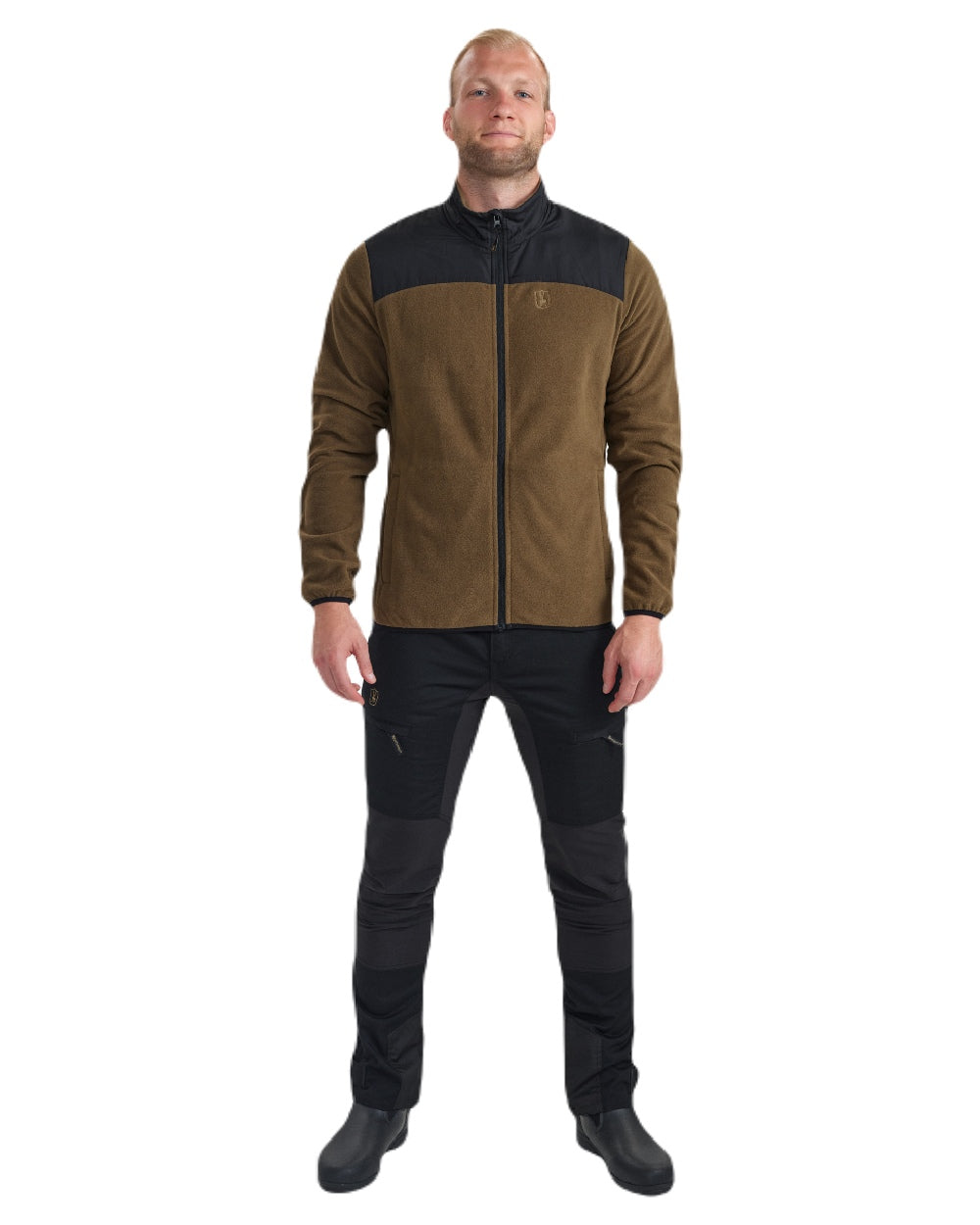 Hickory coloured Deerhunter Northward Fleece Jacket on white background 