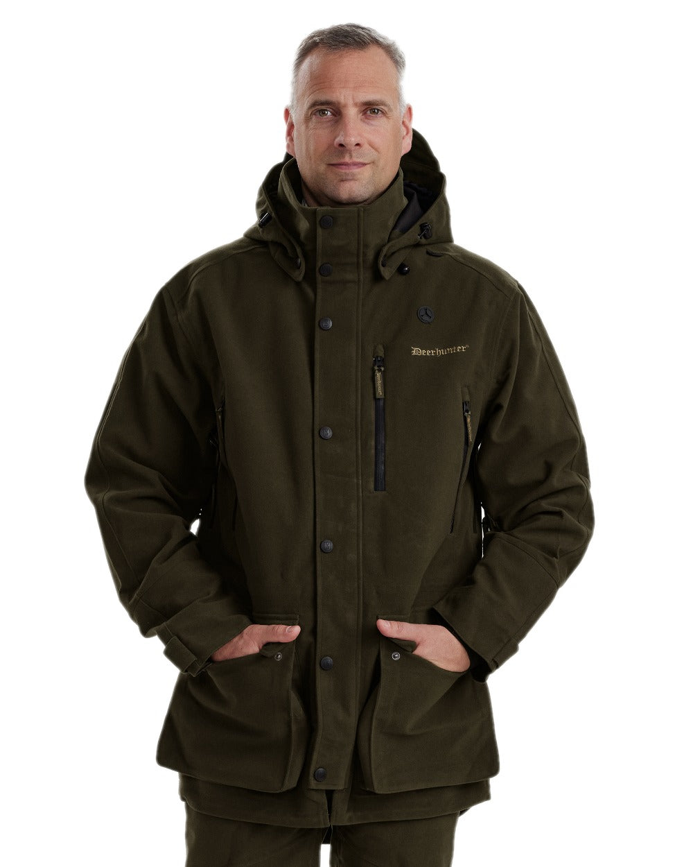 Peat Coloured Deerhunter PRO Gamekeeper Jacket on white background 