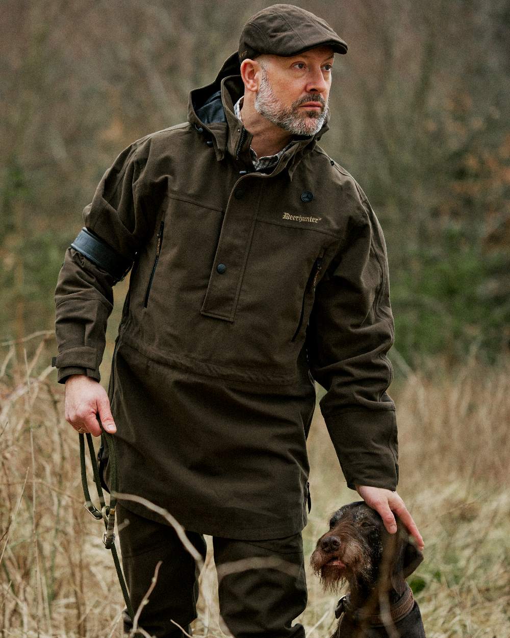 Peat Coloured Deerhunter PRO Gamekeeper Smock on forest background 